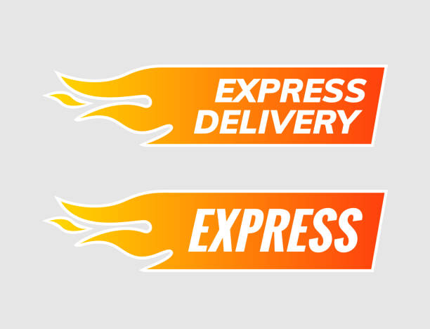 Express delivery service courier icon. Express delivery shipping transport sign vector label Express delivery service courier icon. Express delivery shipping transport sign vector label. pics of the firefighter free stock illustrations