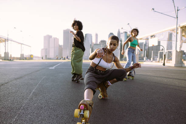 istock Three freestyler on roller skate dancing, performing and training outdoor in New York 2028276289