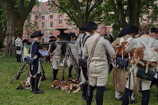 Prague, Czech Republic — June 17, 2023 - soldiers in Invalidovna — baroque building for war veterans built in 1731—1737