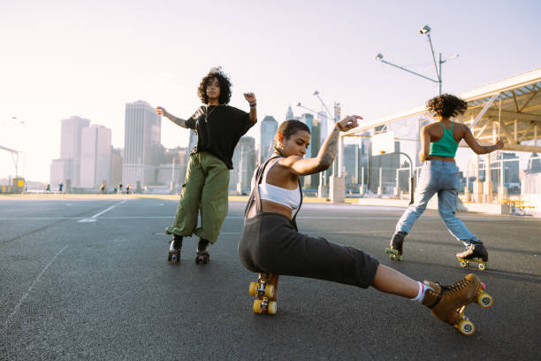 istock Three freestyler on roller skate dancing, performing and training outdoor in New York 2028277344