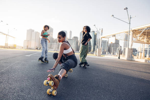 istock Three freestyler on roller skate dancing, performing and training outdoor in New York 2028282124