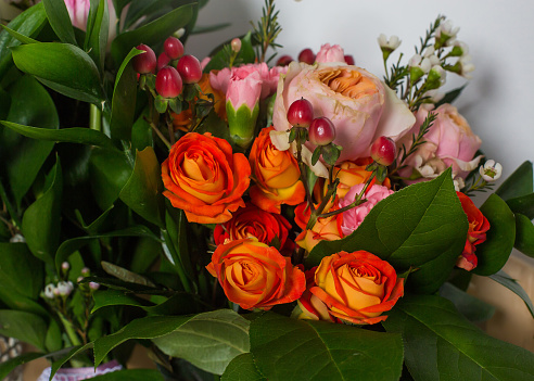 beautiful colourful blossoming flowers bouquet of fresh flower. High quality photo