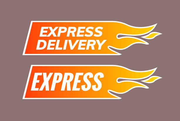 Express delivery service courier icon. Express delivery shipping transport sign vector label Express delivery service courier icon. Express delivery shipping transport sign vector label. pics of the firefighter free stock illustrations