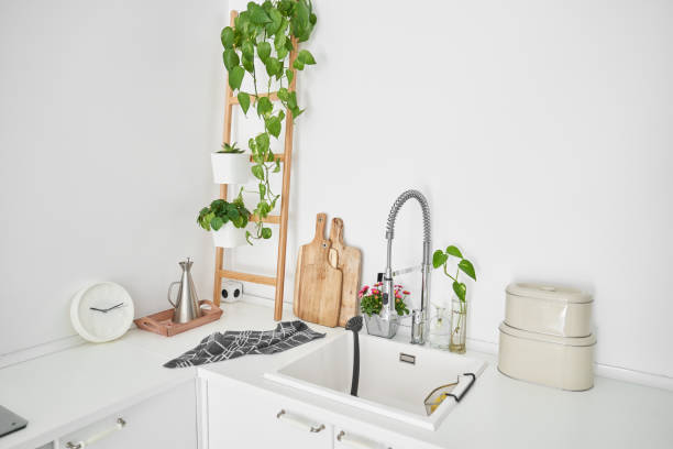 istock Contemporary kitchen Interior with sink and counter 2028301258