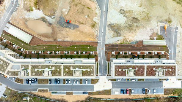 istock Newly built apartment building - aerial view 2028317229