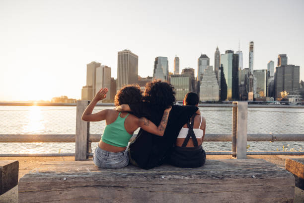 istock Three friends enjoying a cool sunset in New York 2028326841