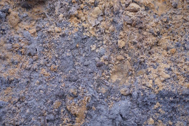 natural texture of gray sand and brown earth on the street