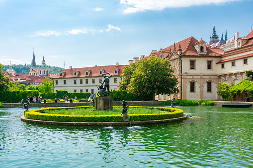 Prague, Czech Republic - May 2019: Wallenstein palace and gardens in Mala Strana
