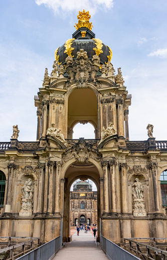Dresden, Germany - May 2019: Crown gate in Dresdner Zwinger