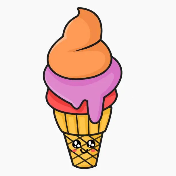 Vector illustration of Ice cream cone vector