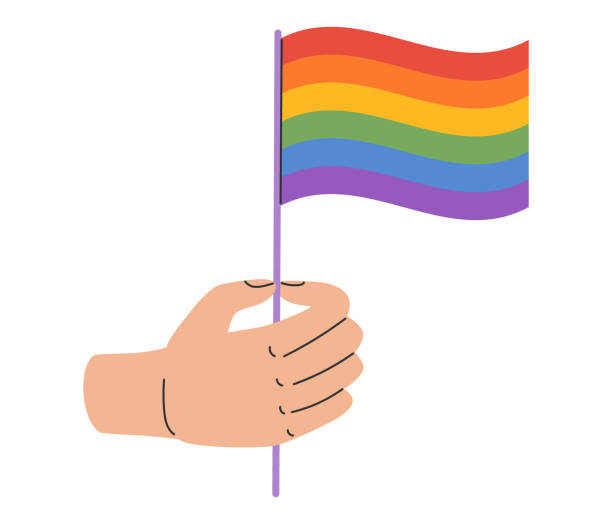 istock Hand holding rainbow LGBT flag. LGBTQ pride community. Vector illustration in hand drawn style 2028396500