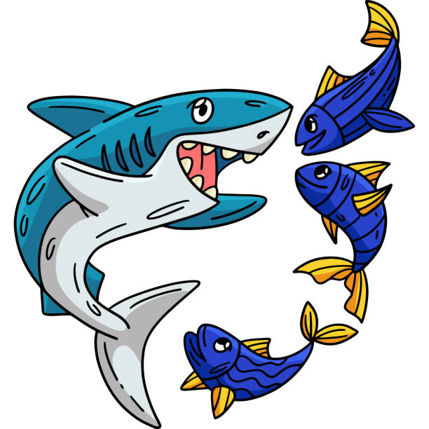 istock Shark and Fish Friend Cartoon Colored Clipart 2028418915