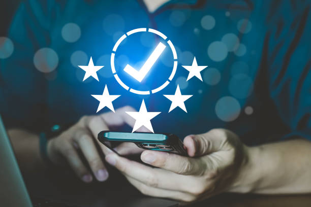 istock Customer and top service Quality assurance 5 star, Guarantee, Standards, ISO certification and standardization concept. 2028422310