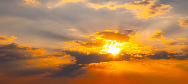 Nature background of beautiful sky landscape at sunset - serenity and rose quartz color filter