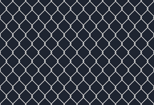 Seamless metal chain link fence. Wire vector fence pattern texture background.