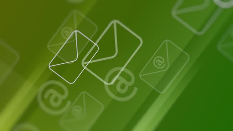 Abstract E mail icons with green background