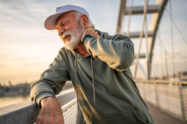 istock Senior Caucasian athlete has neck pain 2028498102
