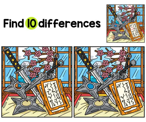 Vector illustration of Ninja Tools Find The Differences