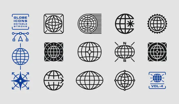 Vector illustration of Globe Icons Design Elements