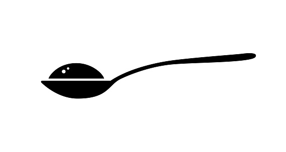 Spoon with sugar salt icon. Teaspoon side view powder for tea or coffee.