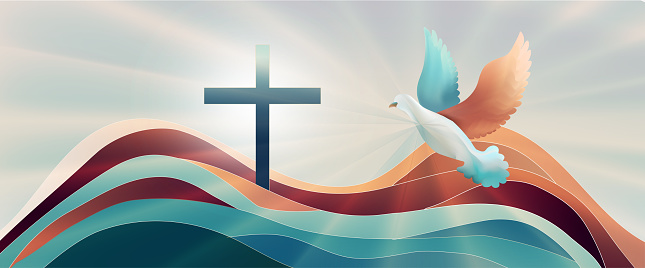 Possible use in the Christian religious sector.
Easter, resurrection, peace and purity concept. Christian symbol. Resurrection of Jesus Christ. Faith in God. Symbol of the Holy Spirit. Christian baptism. Christian evangelization in the world