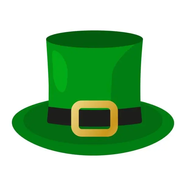 Vector illustration of Green leprechaun hat line icon. Ireland, folklore, St. Patrick's Day, clover, holiday, myths. Vector icon for business and advertising