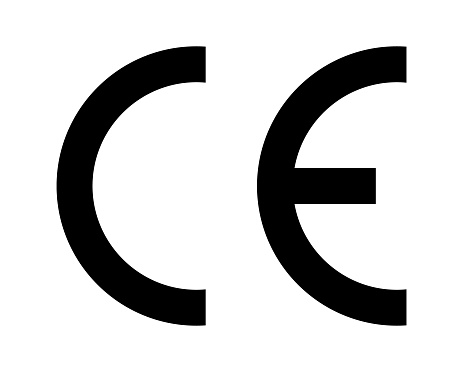 CE mark icon symbol, european certificate. CE logo manufacturer product sign europeene label quality.
