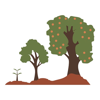 Tree plant ecology nature. Vector illustration in flat style with combating climate change theme. Editable vector illustration.