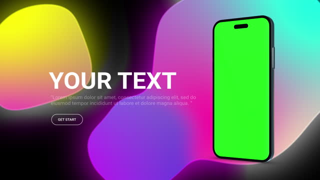 Mobile with green screen for mockup on glassmorphism gradient abstract background User Interface mockup