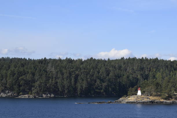 istock Red and White Lighthouse on Island 2028766581