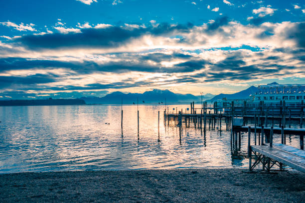 istock Chiemsee boat harbor during sunrise 2028789764