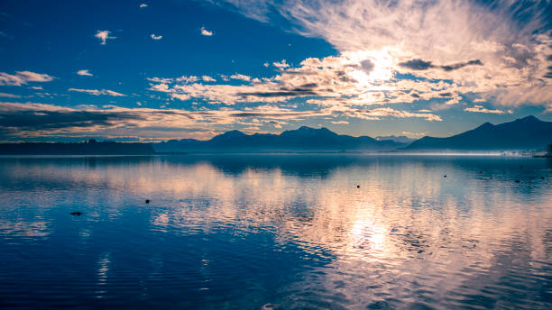 Chiemsee Lake in Germany during sunrise.