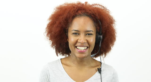 Female call centre consultant with a headset