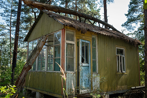 Ukraine, Chernobyl - 08/20/2017: Abandoned pioneer camp 