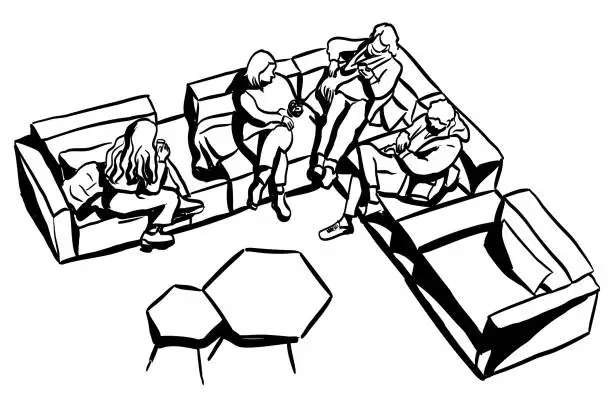 Vector illustration of Students Hangout Couch  Ink