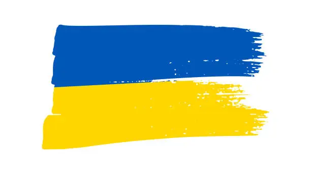 Vector illustration of Ukrainian national flag in grunge style