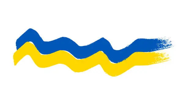 Vector illustration of Ukrainian national flag in grunge style