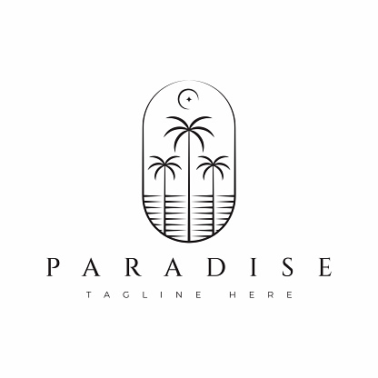 Coastal Palm Beach Contemporary Island Paradise Concept Logo Badge