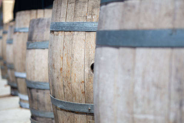 istock Row of Wooden Barrels 2028954588