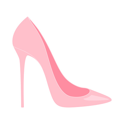 Elegant high heel shoe or stiletto in pink vector icon