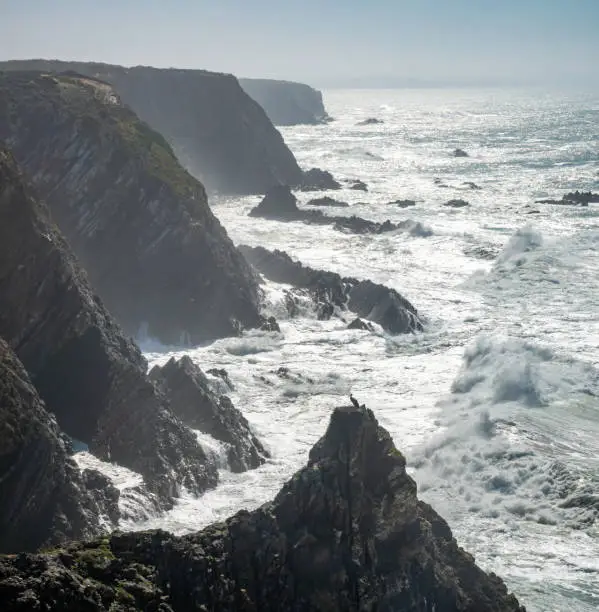 View of Cabo SardÃ£o, The westernmost point of Alentejo, Ponta do Cavaleiro, Odemira, Bejo, Alentejo, Portugal