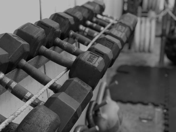 istock Closeup view of dumbbell rack 2028971410
