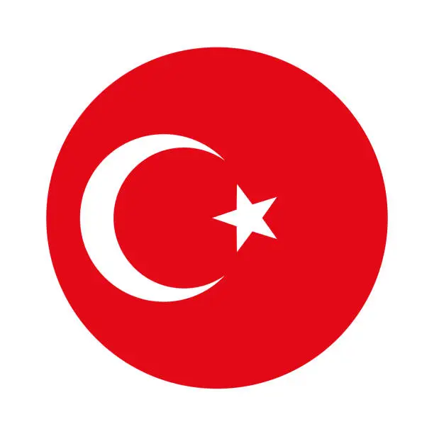 Vector illustration of Round Turkey flag. Turkish flag star and moon crescent istanbul illustration original country circle