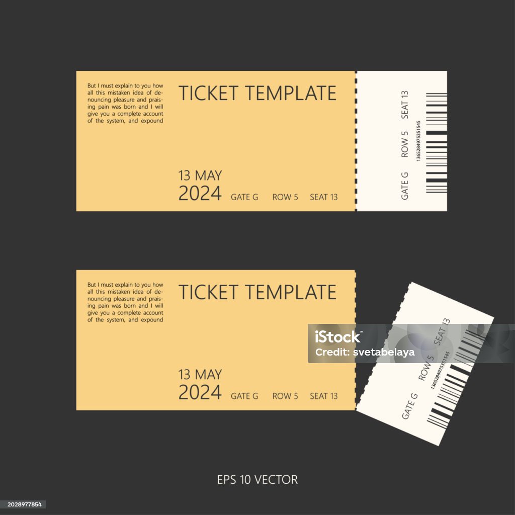 Simple Ticket Samples Simple Ticket Template Design Stock Illustration - Download Image Now ...