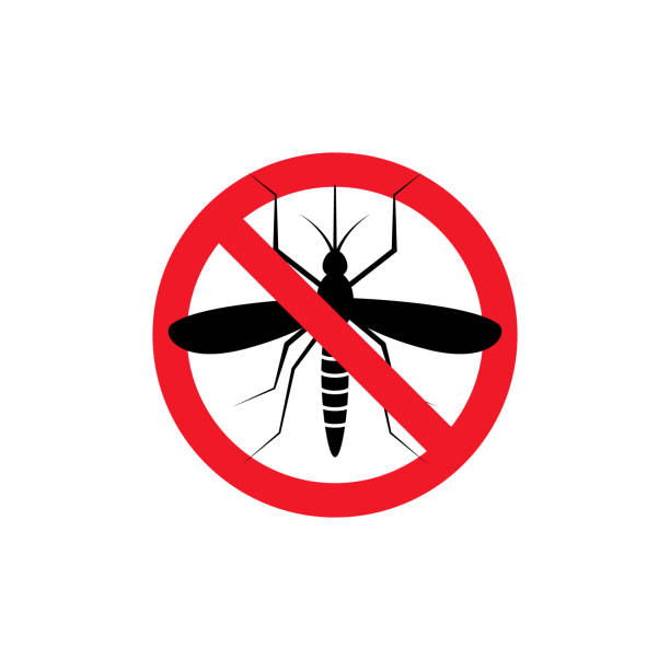 Repellent mosquito stop sign icon. Malaria pest insect anti mosquito warning symbol Repellent mosquito stop sign icon. Malaria pest insect anti mosquito warning symbol. pest control logos silhouette stock illustrations
