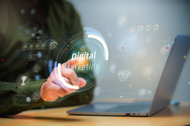 istock Digital marketing concept, businessman using laptop with Digital marketing on virtual screen display, online marketing, social, online. 2029073730