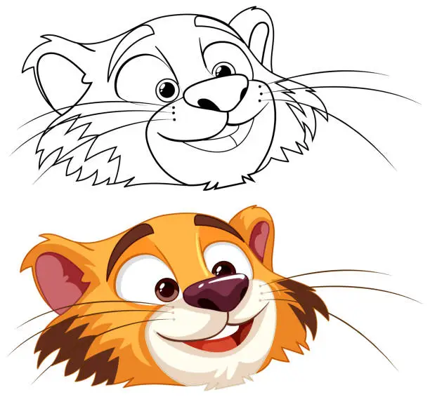 Vector illustration of Vector graphics of a smiling tiger character