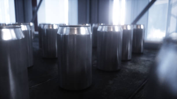 istock food metallic jar. Factory. Production line. 3d rendering. 2029088196