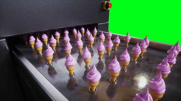 istock Ice cream production line. Factory. 3d rendering. 2029099391