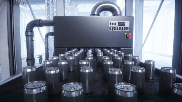 istock food metallic jar. Factory. Production line. 3d rendering. 2029102508